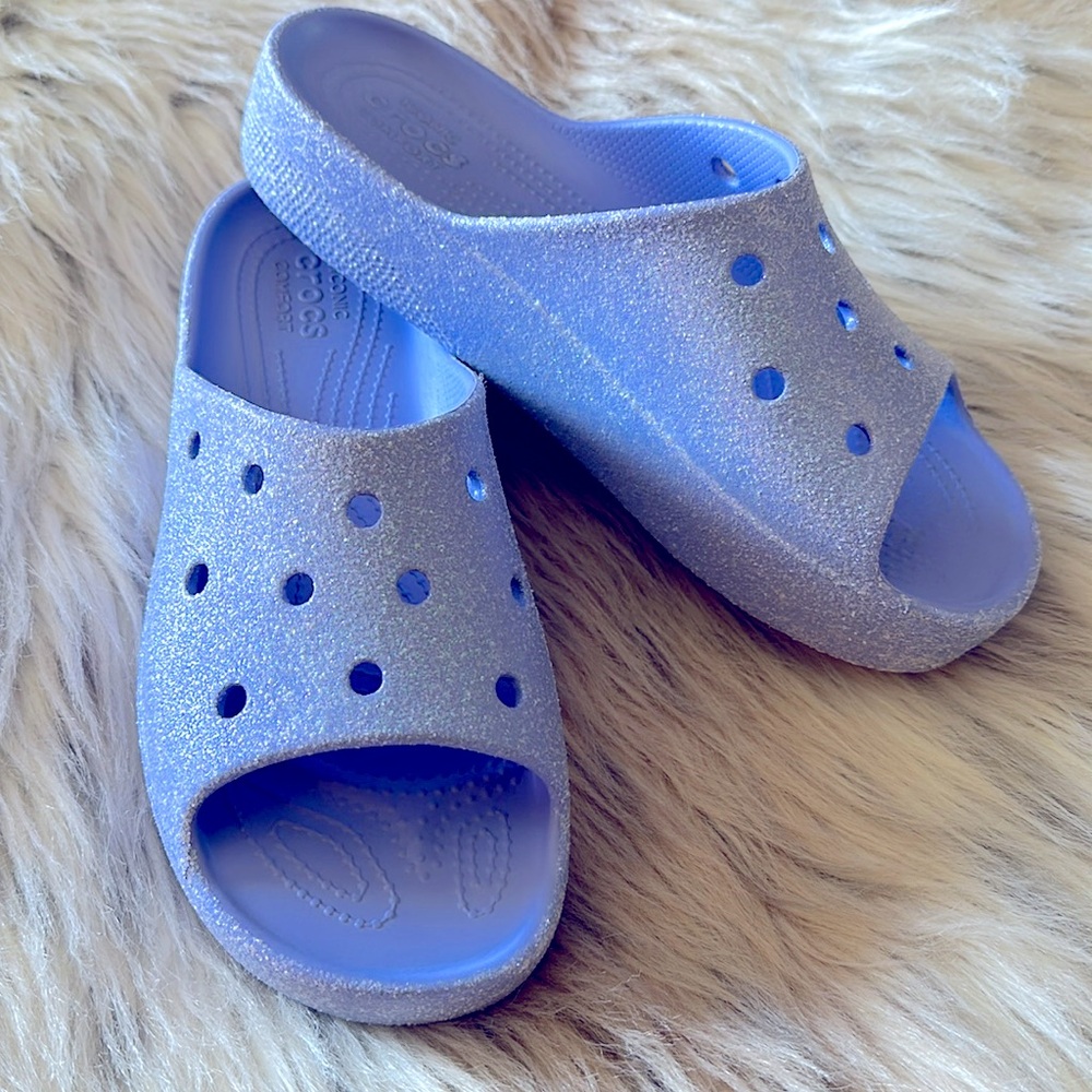 Crocs Women's Classic Slide | Platform Sandals | Moon Jelly Glitter | Size 10